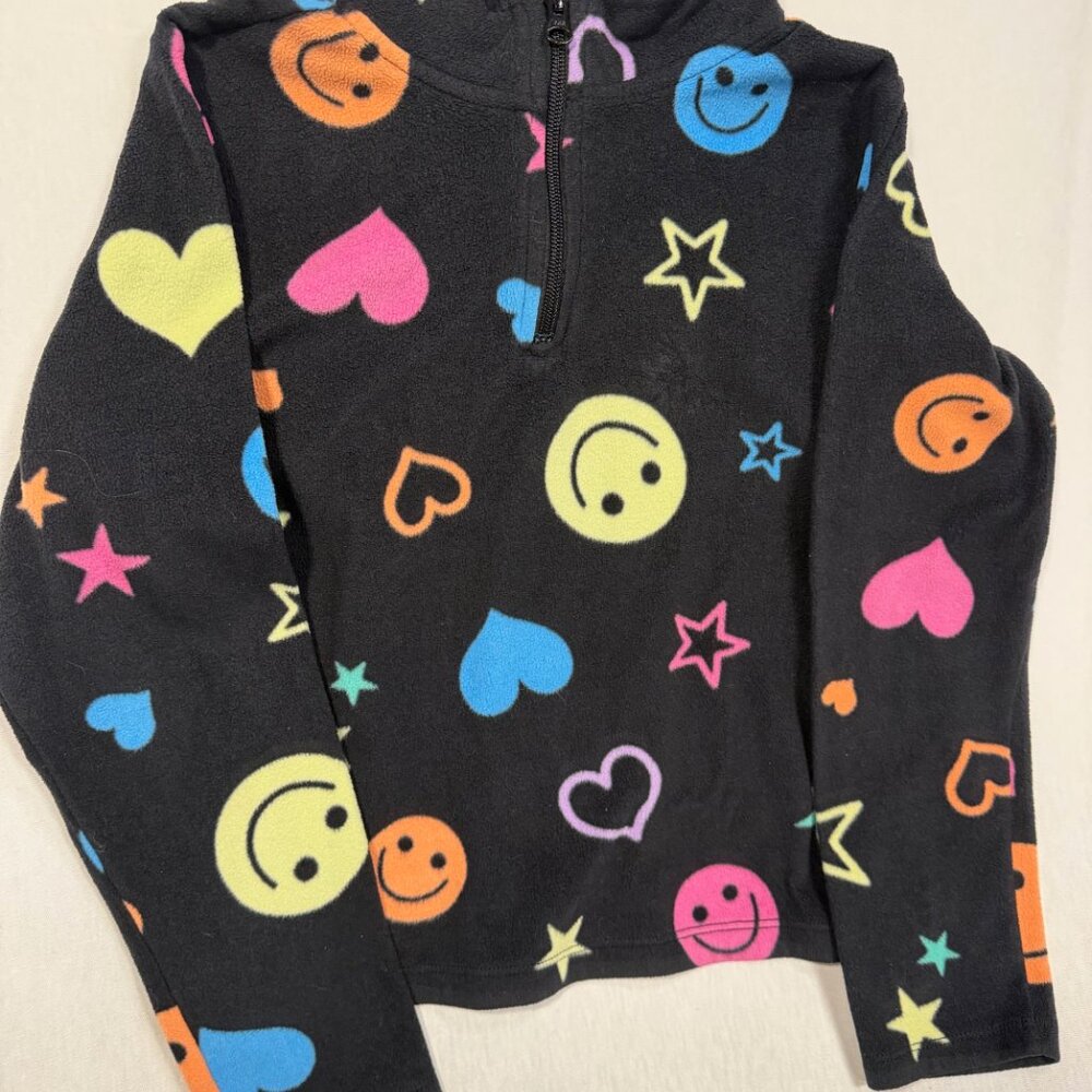 Childrens Place 10/12 Fleece Smiley Graphic Pullover - Picture 2 of 8